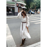 2025 Coffee Break  Gentle Wind White Dress  Spring New Skirt Women's Advanced Sense Skinny Temperament Long Dress