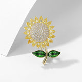 2025 High-end clothing wholesale flower silk scarf buckle jacket accessories micro-inlay craft zircon inlay light luxury sunflower brooch