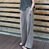 greatnfb Striped Thin Wide-Leg Pants Women's Summer New Korean Fashion Casual Straight Pants High Waist Slimming Oversized Trousers