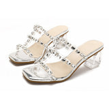 Outdoor Slippers Women's Summer  Versatile New Rhinestone Strap Crystal Slippers Internet Celebrity  High Heels