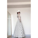 2025 summer new  small flying sleeve polka dot dress femininity thin long dress niche design