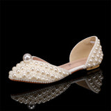 greatnfb Autumn New Peep Toe High Heels Stiletto Heel Low-Cut Rhinestone Pearl Women's Thin Shoes Wedding Bridal Wedding Shoes