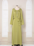 MT027  Popular trade New Dubai Muslim clothing robe, bead new pattern high-end long dress