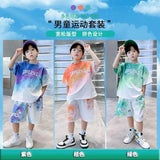 GREATNFB Boys' Summer Suit  New Quick-Drying T-shirt Sportswear Handsome Children's Casual Summer Print Two-Piece Suit