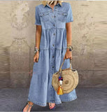 GREATNFB Cross-Border European and American AliExpress Outon Independent Station Denim Style Long Multi-Buckle Distressed Dress