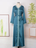 MT065 Middle East Women's Arabian Clothing Hot Diamond New V-neck Robe   Hot Trade Temperament Dress