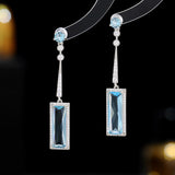 2025 elegance temperament light luxury designer Korean version celebrity simple long geometric rectangular fringed earrings