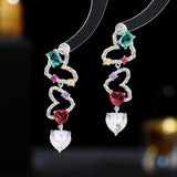 2025 S925 silver needle zircon earrings designer niche sweet and fresh temperament irregular hollow heart-shaped earrings