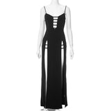 GREATNFB M24DS221 2025 cross-border women's clothing summer new sexy suspender hollow slim high waist split long dress