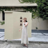 Siyuan, full linen dress, summer new loose sleeveless thin comfortable vacation polka dot dress 7870