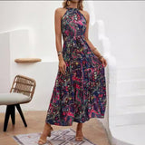 In Stock Hot Trade European and American Women's Clothing   Summer New Graceful and Fashionable High Waist Bohemian Dress