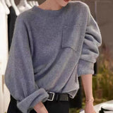 2025 Liu Wen has the same popular new irregular pocket knitted pullover sweater loose Popular style top niche bottoming shirt