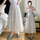 2025 Spot white medium and long skirt women's  spring and summer new lace high waist thin word cake skirt long skirt