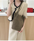 2025 Niche design leather bag women's  new suede splicing leather bucket bag large capacity shoulder tote bag