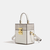 2025 popular new bag crocodile pattern small square bag women's handbag high-end lock box bag square messenger bag women