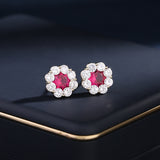 2025 S925 silver needle temperament earrings wholesale spring and summer new niche high-end round zircon daily flower simple ear