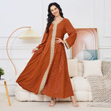 MT101 Middle East Popular trade Muslim robe women's long dress temperament new bronzing side waist rope slim dress