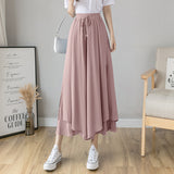 greatnfb In Stock  Summer New Pleated Chiffon Wide-Leg Pants Fashion High Waist Drooping Elegant Cropped Culottes for Women