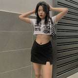 GREATNFB American-Style Split V Waist Skirt Women's Summer 2022 Cross-Border European and American Fashionable Solid Color All-Matching Anti-Exposure A- line Skirt