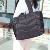 New Nylon Cloth Bag Cotton Coat Handbag Commuter Rhombus Shoulder Bag Large Capacity Totes