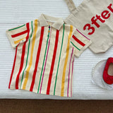 GREATNFB Siblings Costume South Korea Children's Striped Knitting Suit Girls' Polo Shirt Dress Boys' Short-Sleeved Shorts Suit