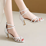 Stiletto Heel plus Size Peep Toe Fashion Hollowed-out Cross Strap Sandals Women's  Summer Bag Heel European and American Sexy High Heels
