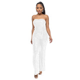 2025 INS style sleeveless sequined belt onesie Popular trade independent station solid color women's tube top backless jumpsuit