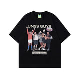 2025 T1032 2025n Street Tide 2025 Summer Couple Painting Elements Fun Character Design Men's Loose Short Sleeve T-Shirt