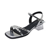 Niche  Style Black High Heels Square Toe Sandals Fairy Shoes  New Spring and Summer Classy Shoes