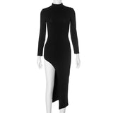 GREATNFB H24DS218 2025 women's clothing cross-border new sexy Spice Girl slim-fitting long-sleeved back hollow high split dress