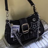 GREATBFB XINGX Denim Underarm Bag New Fashion Trendy Special-Interest Design Selenodont Bag Canvas Handbag Chain Bag Wholesale