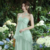 2025 Niche design high-end coffee break  chic and beautiful small fragrant wind seaside vacation yellow neck dress