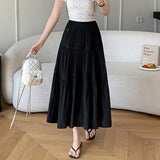 2025 Spot white medium and long skirt women's  spring and summer new lace high waist thin word cake skirt long skirt
