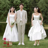 2025 Travel photography light wedding dress  new bridal temperament Korean version light door yarn simple Mori super fairy welcome dress