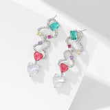 2025 S925 silver needle zircon earrings designer niche sweet and fresh temperament irregular hollow heart-shaped earrings