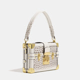 2025 popular New Crocodile Pattern Box Bag High-end Underarm Bag Women's Crossbody Small Square Bag Versatile Lock Shoulder Bag Women's