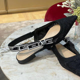ANTMVS  D Spring and Summer Pointed Toe Shallow Mouth Flat Embroidered Sandals with Back Empty Cat Heel Sexy High Heels Pumps Women