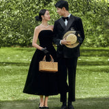 2025 New studio color yarn theme photography couple photo black wedding dress black yarn art photo photo clothing