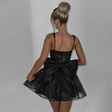 2025 Popular, ,  New new women's slim-fit dress, suspender tube top, bright silk bow slim-fit A-shaped skirt