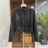 2025 Spot popular autumn new heavy industry embroidery bead buckle short coat women
