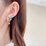 2025 S925 silver needle sweet and clear temperament earrings fairy style advanced sense super flash zircon inlaid water drop flower stud earrings