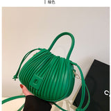 GREATNFB Advanced Texture Small Bag Women's New Niche Messenger Bag Popular Women's Portable Pleated Bucket Bag  Spring