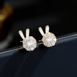 2025 Niche design, high-end sense, natal year ring, earrings, jewelry set, sweet and fresh temperament, rotating rabbit stud earrings.