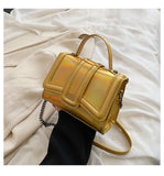 GREATNFB 2025 Classic versatile  women's bags, new patent leather small square bags, textured chain women's single shoulder oblique span bags