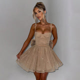 2025 Popular, ,  New new women's slim-fit dress, suspender tube top, bright silk bow slim-fit A-shaped skirt
