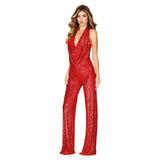 women's clothing INS style new halter jumpsuit   neck sequined 2025 jumpsuit women