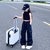 GREATNFB Girls' Overalls  Summer New Children's Boys' High-End Casual Hip Hop Sports All-Match Loose Long Pants