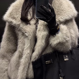 2025 Spot imitation fur fur jacket short high-end temperament loose warm fashion Popular style winter ladies