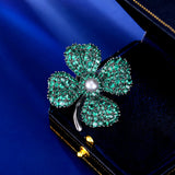 2025 New high-end multi-purpose cardigan fixed clothes pin silk scarf buckle women's blazer green clover brooch