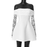 GREATNFB H24DS289 2025 cross-border women's clothing New autumn and winter new sexy lace high waist slim long sleeve short dress